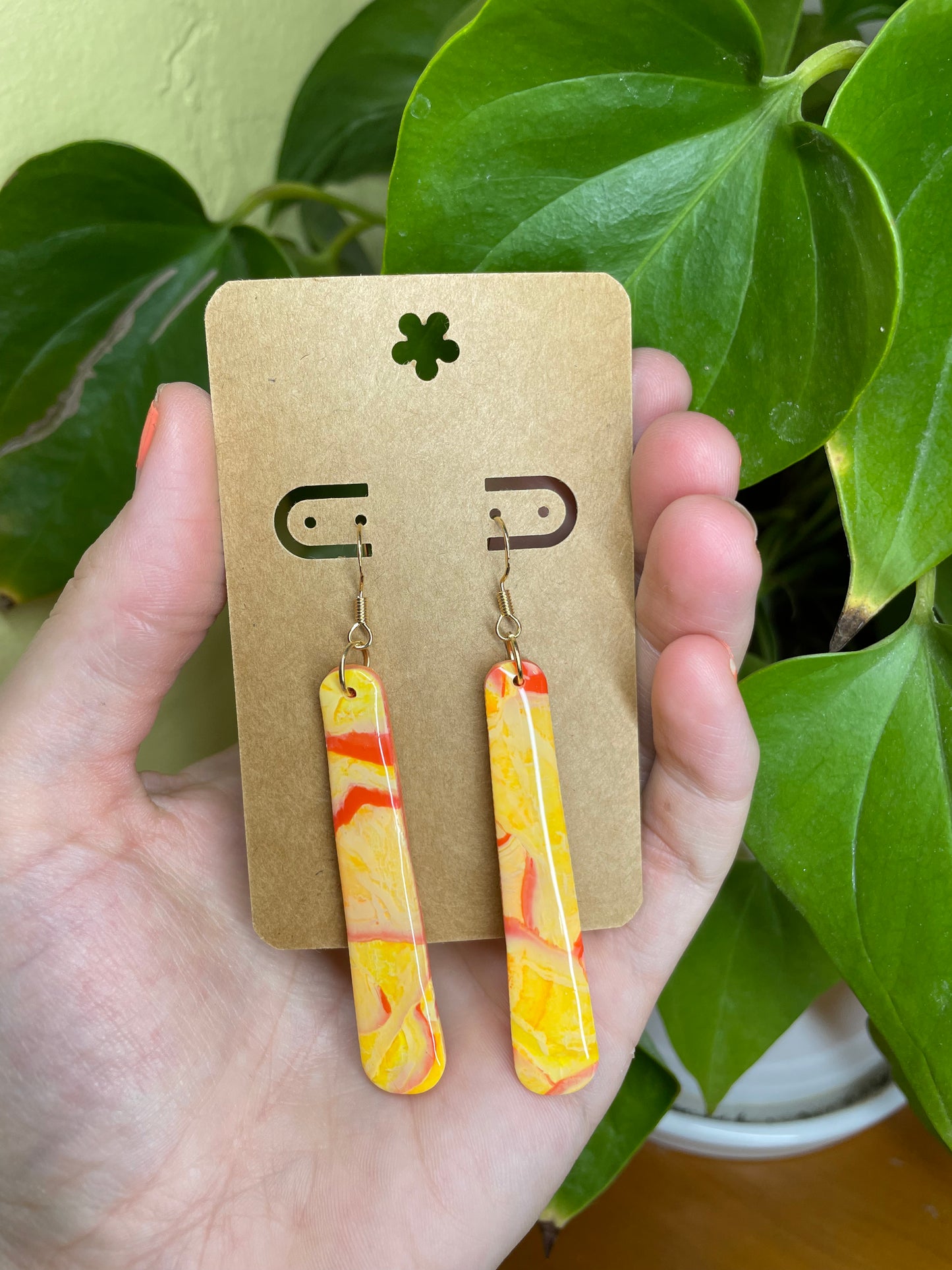 Red and Yellow Drop Dangles