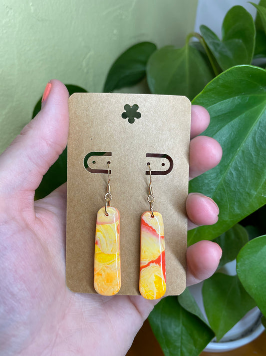 Red and Yellow Drop Dangles