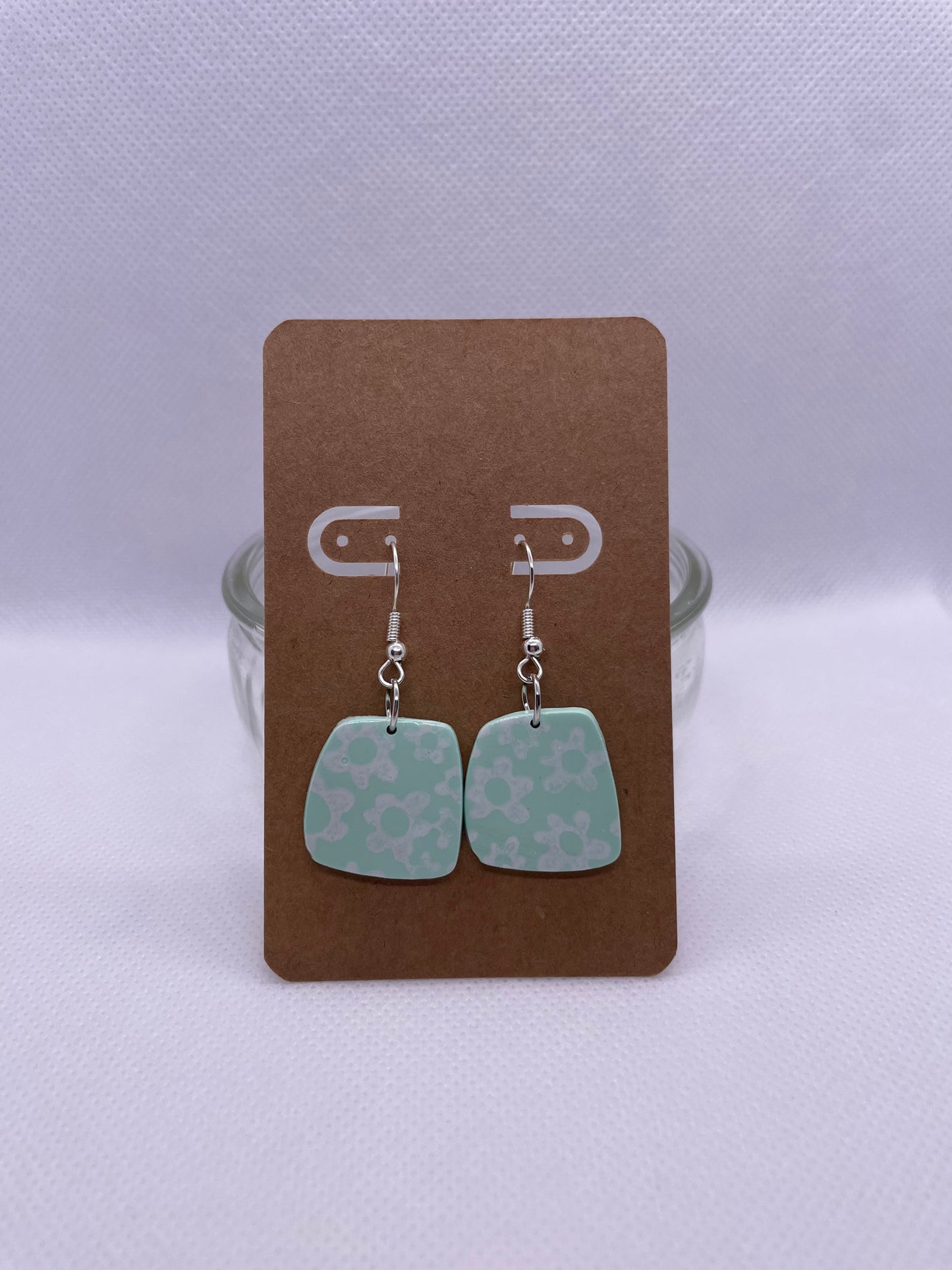 Floral Dangles - pastel aquamarine