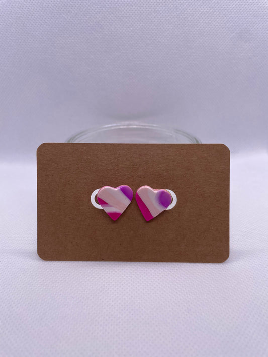 Heart Studs - pink multi