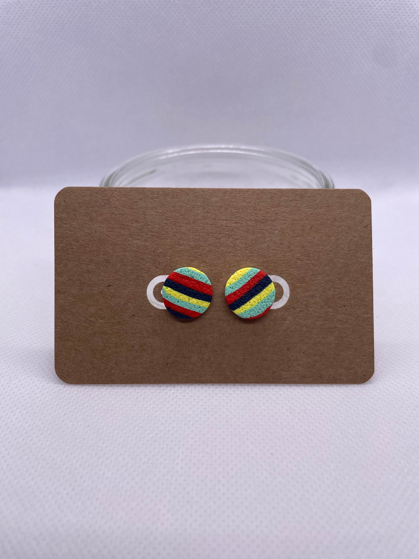 Circle Studs - stripe multi