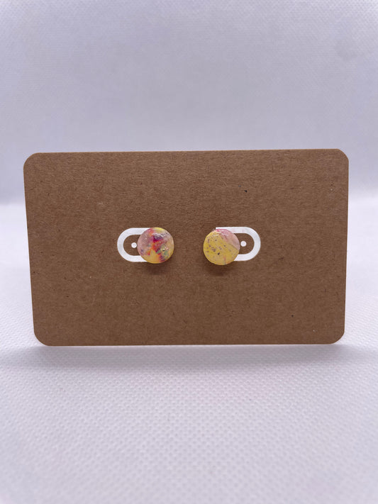 Circle MINI Studs - yellow multi