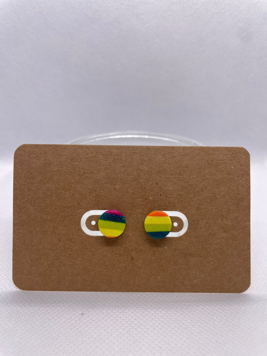 Circle MINI Studs - stripe multi