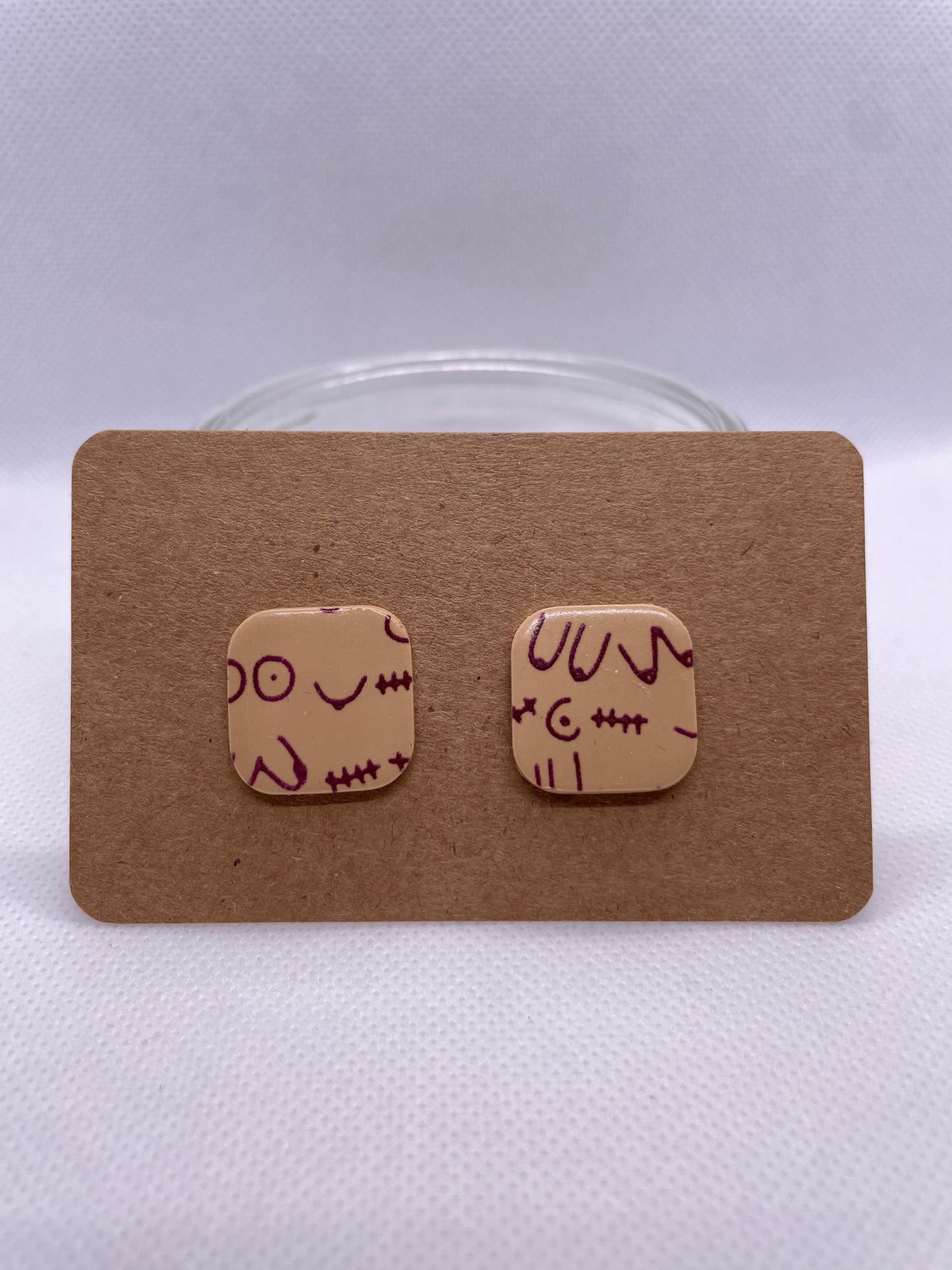 Organic Square MIDI Studs - sand and wine