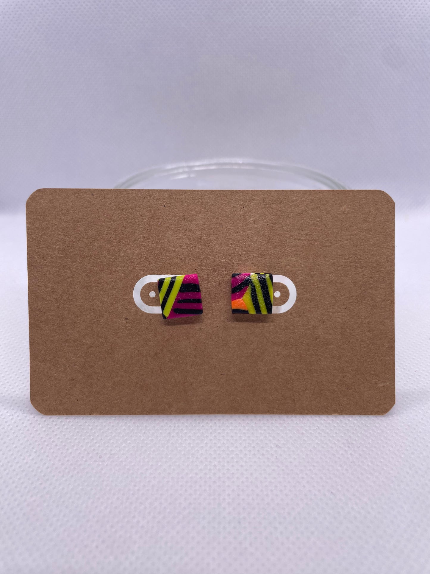 Square Studs - stripe multi