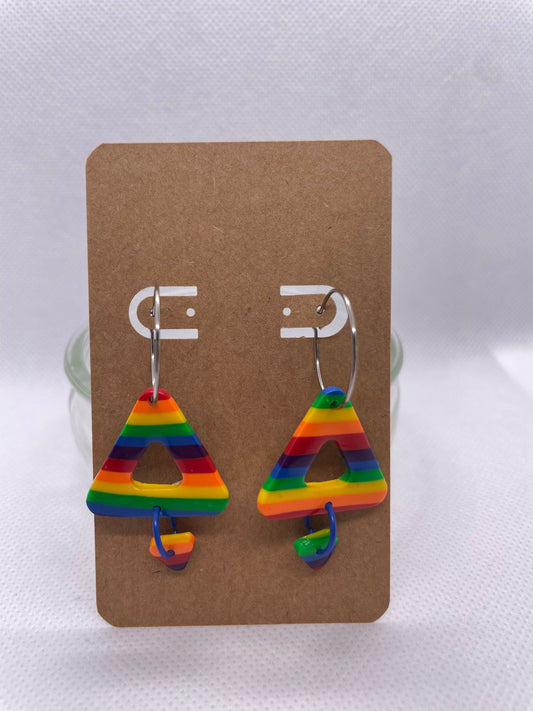 Triangle Hoops - rainbow stripe