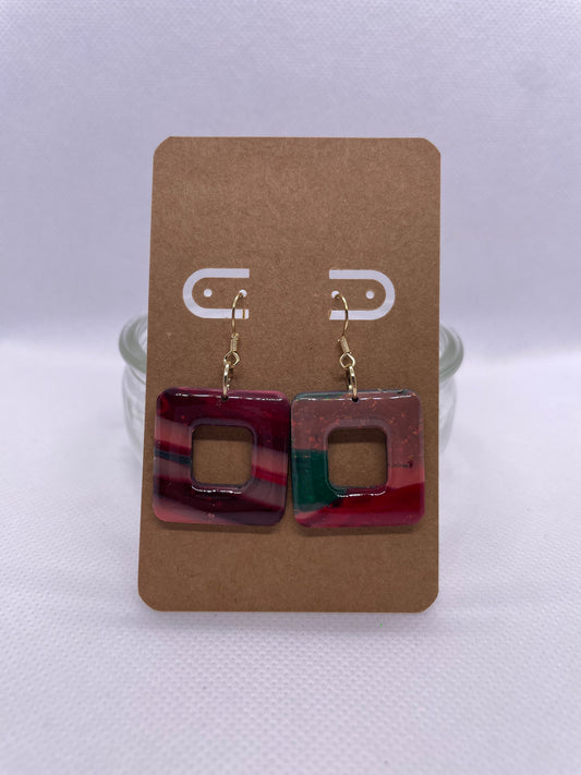 Buckle Dangles - pink, maroon, and emerald