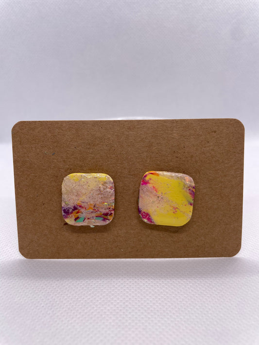 Organic Square MIDI Studs - yellow multi SECONDS