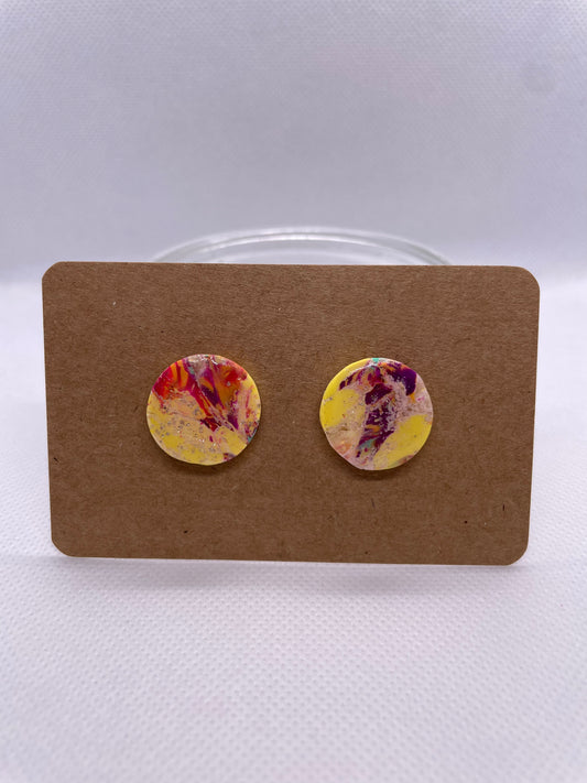 Circle MIDI Studs - yellow multi