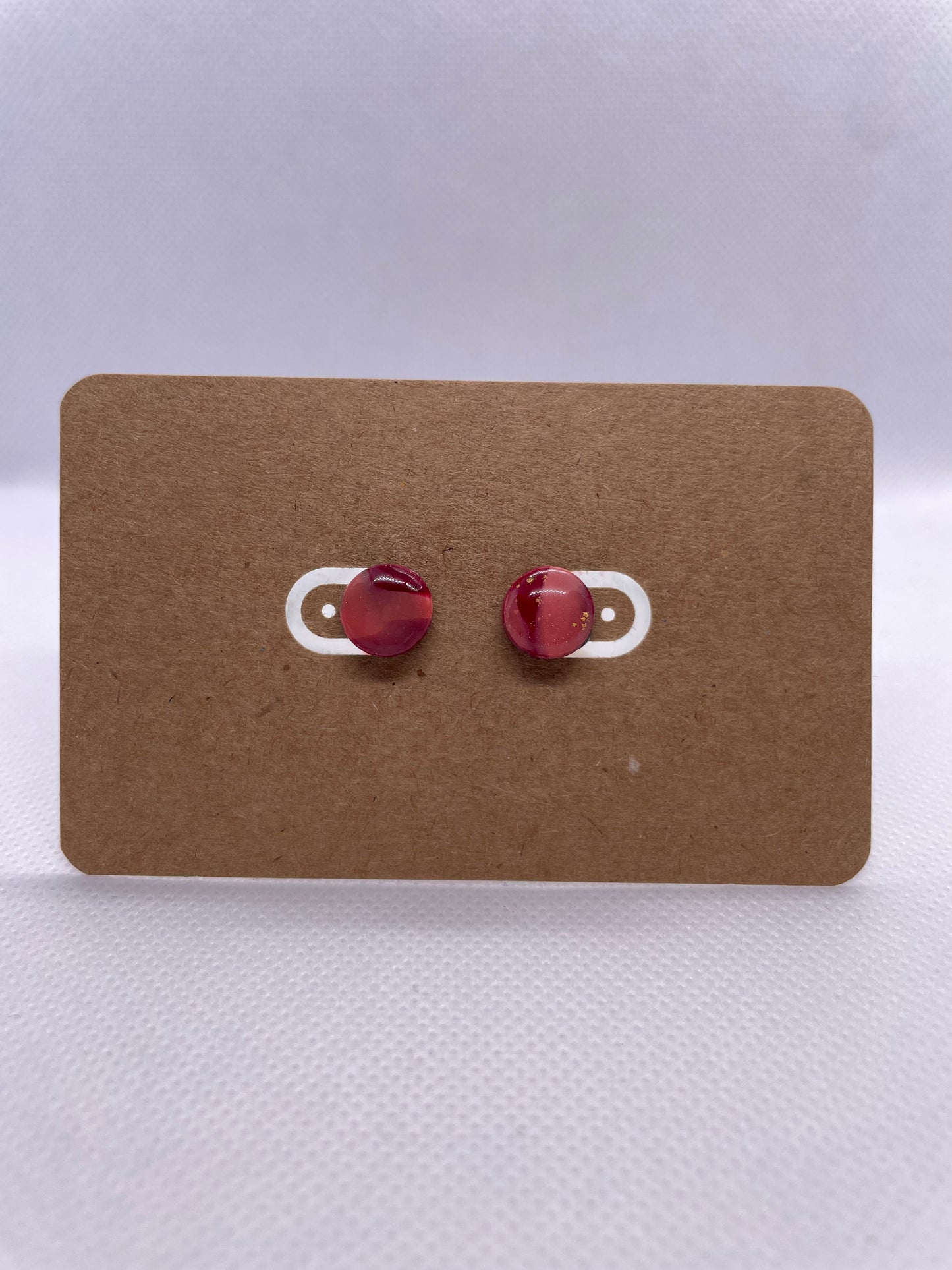 Circle MINI Studs - pink and maroon