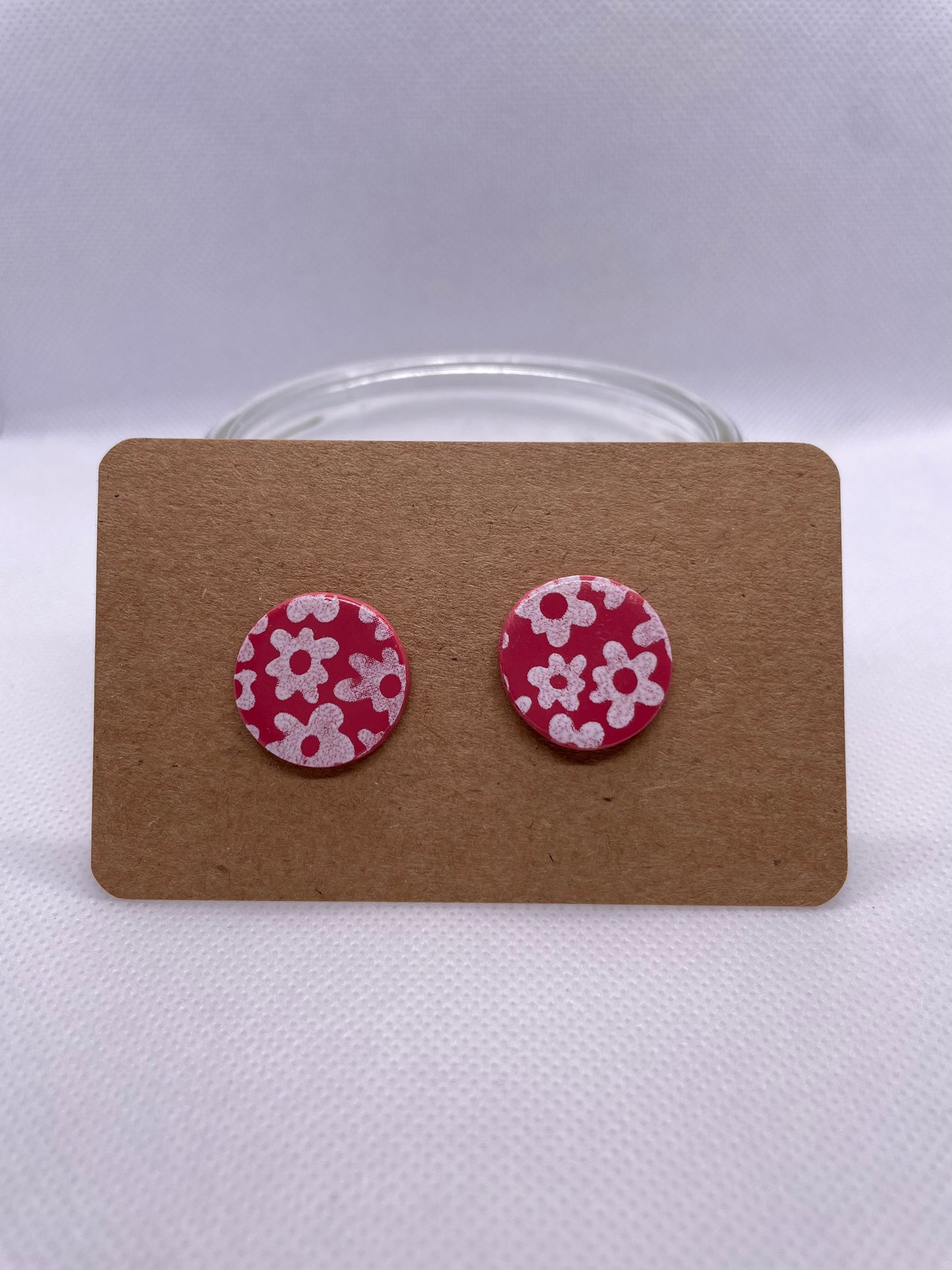 Floral MIDI Studs - rouge