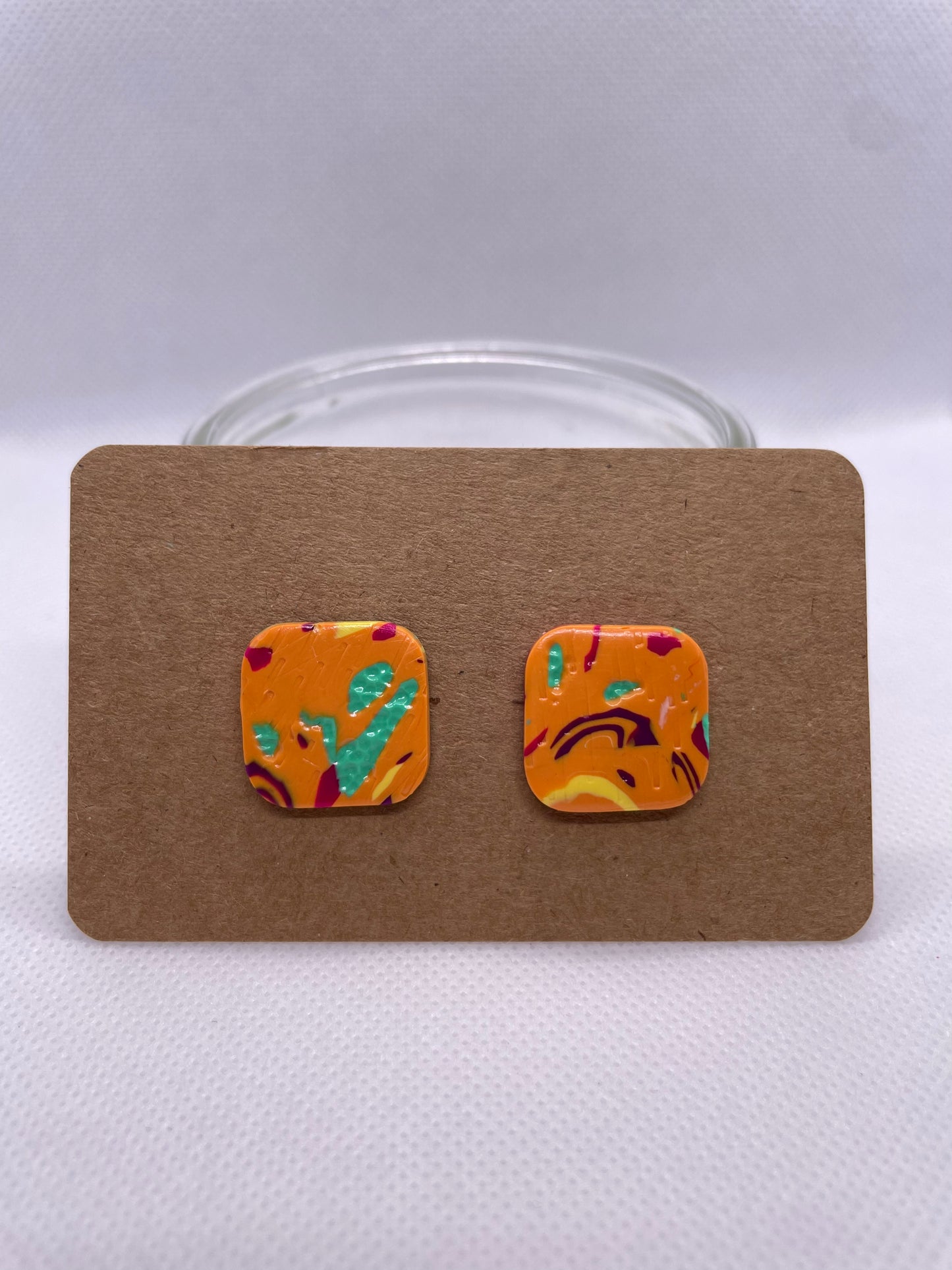 Organic Square MIDI Studs - orange multi