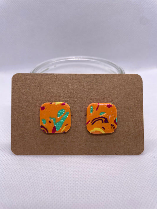 Organic Square MIDI Studs - orange multi